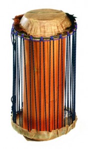 A Talking Drum made by Mark Shepard out of a piece of house column