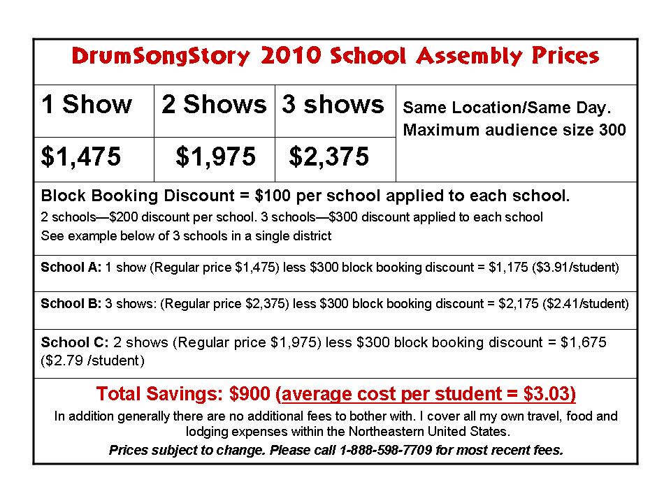 School Assemblies Performance Fees